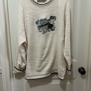 White Sweater with Scenic Design